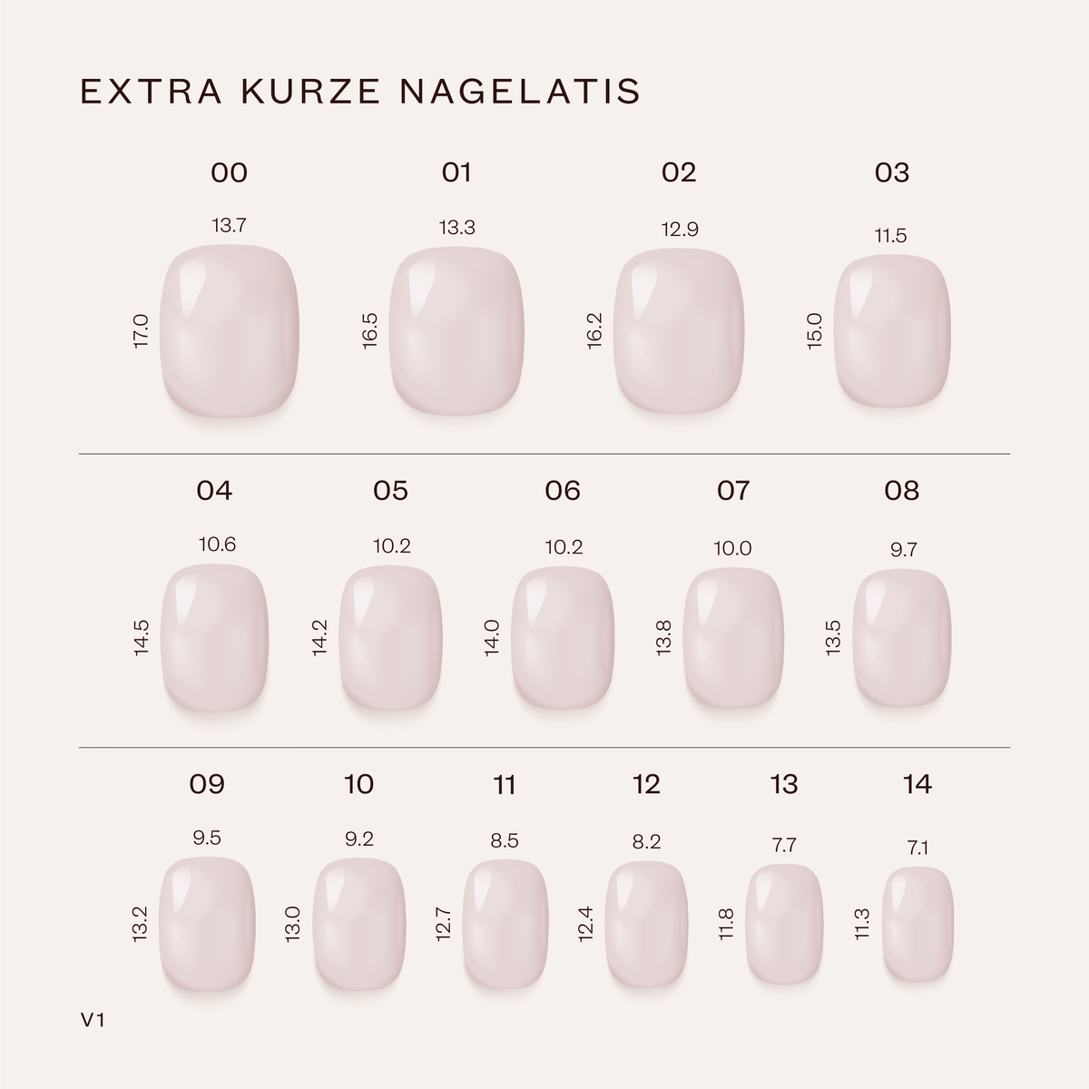 Nagelati Größentabelle für extra kurze Press-On Nägel _v1